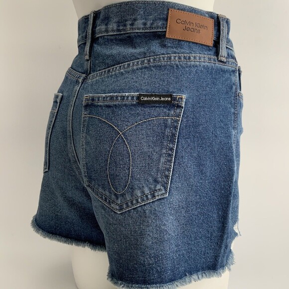 Calvin Klein Jeans Shorts Blue Denim Raw Hem High Rise 27 - Picture 6 of 8